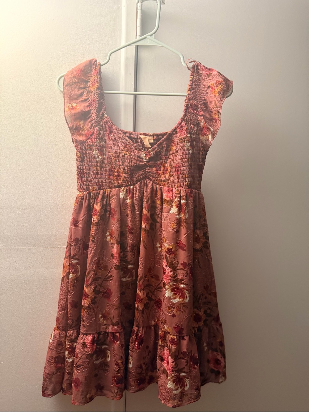 Floral Rust Pink Ruffle Dress